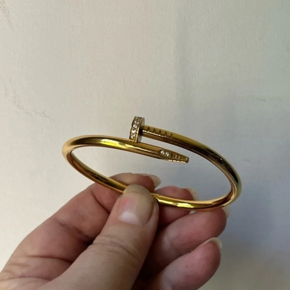 Nail gold plated bracelet rhinestones